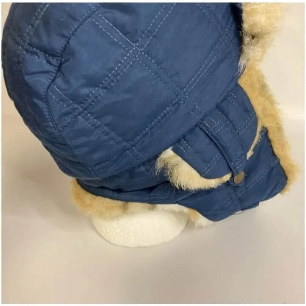 Mossimo Supply Co Trapper Hat Blue Faux Fur Trim Youth Size 12-16